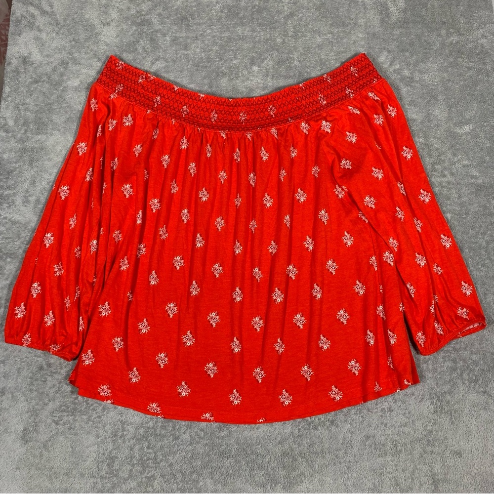 Old Navy Floral Off The Shoulder Red White Blouse Plus Size XXL